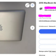 Anzeige für den Verkauf eines gebrauchten Notebooks