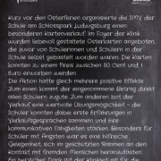 Aktion der SMV zu einem Kartenverkauf für Osterkarten im Foyer der Klinik